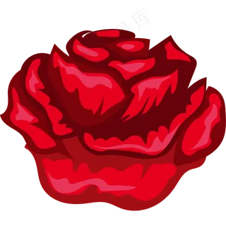 大红色玫瑰卡通风格