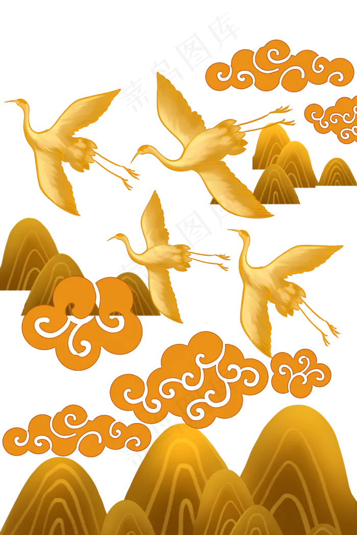 花纹云纹飞鹤飞鸟(1024X1536(DPI:299))psd模版下载
