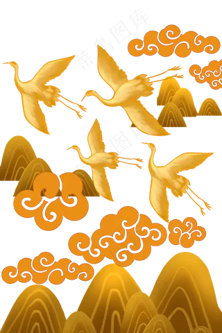 花纹云纹飞鹤飞鸟