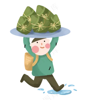 端午节男孩举着粽子跑 端午节男孩举着粽子跑