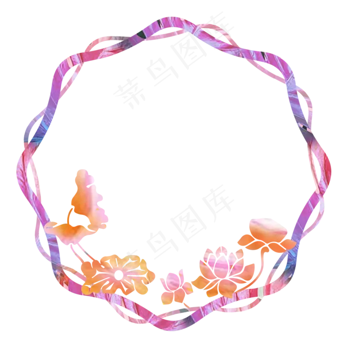 荷花荷叶边框彩色花边(2000X2000(DPI:300))psd模版下载