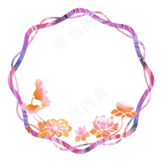 荷花荷叶边框彩色花边