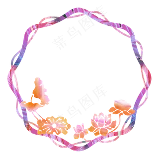 荷花荷叶边框彩色花边 荷花荷叶边框彩色花边