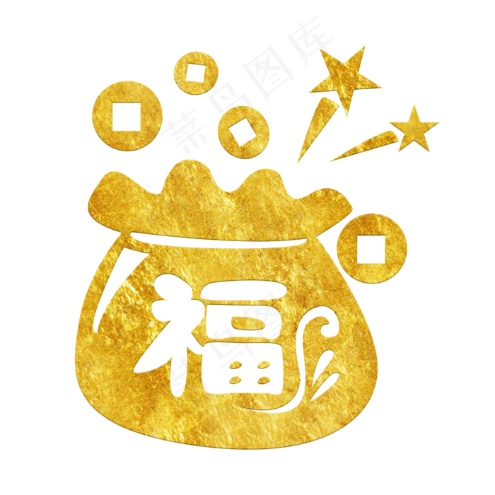 中国风传统烫金花纹福袋红包装饰,免抠元素(2500*2500px)psd模版下载