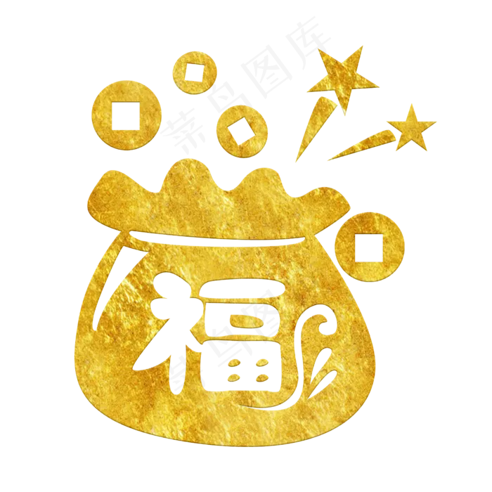 中国风传统烫金花纹福袋红包装饰,免抠元素