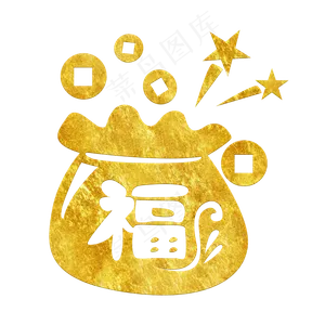 中国风传统烫金花纹福袋红包装饰,免抠元素
