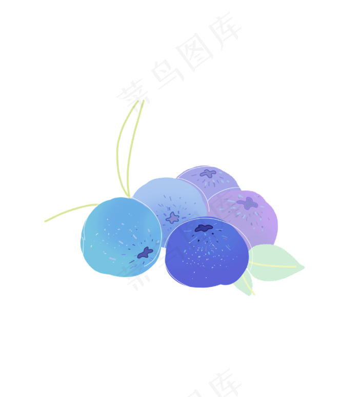 蓝紫色水彩渐变几颗蓝莓