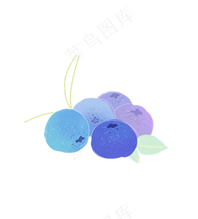 蓝紫色水彩渐变几颗蓝莓