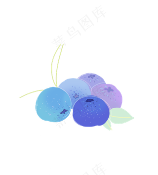 蓝紫色水彩渐变几颗蓝莓