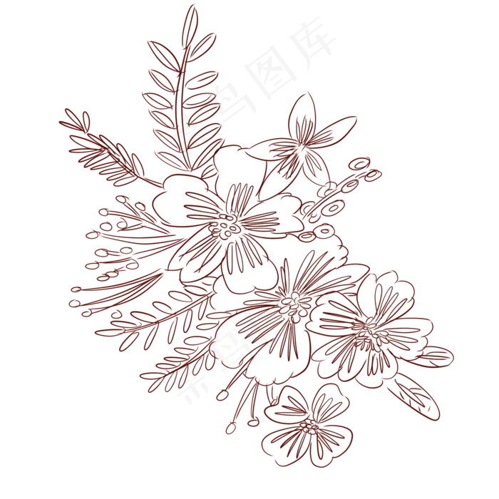 植物花草花线稿(2000X2000(DPI:300))psd模版下载