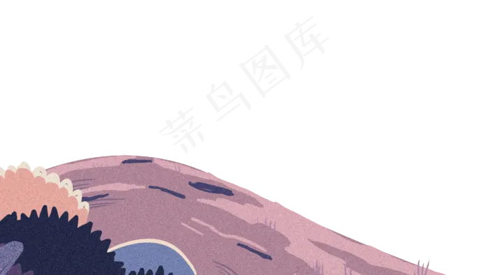 手绘卡通山和花草元素(2880X1620(DPI:300))psd模版下载