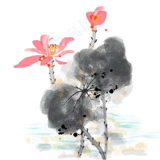 水墨中国风荷花