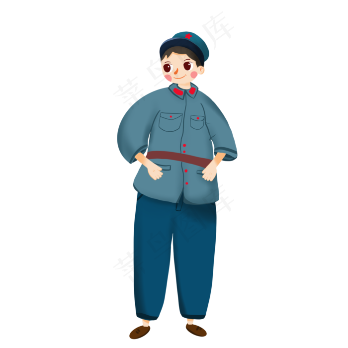 红色革命军人卡通