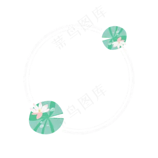 荷叶荷花圆形边框