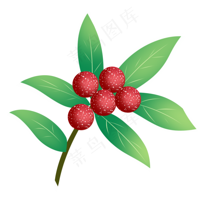 写实杨梅手绘装饰图案