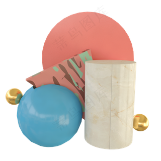 c4d立体家居电商几何装饰免费