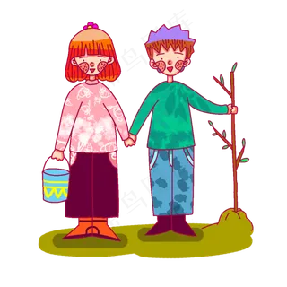 植树节情侣一起植树