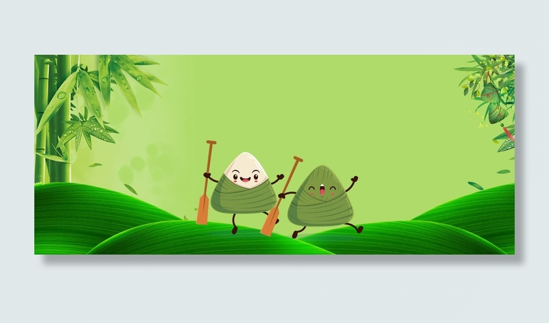 端午节绿色简约风海报banner背景
