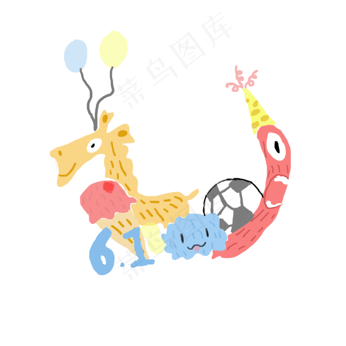 儿童节庆祝手绘卡通(2000X2000(DPI:300))psd模版下载