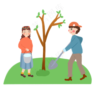 世界地球日做绿化的人免抠图