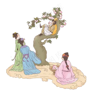 手绘中国古代神话传说西游记孙悟,免抠元素