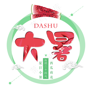 二十四节气大暑艺术字免扣PNG