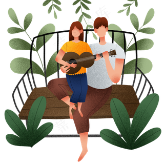 父亲节弹吉他父女