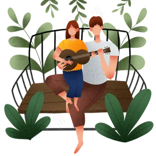 父亲节弹吉他父女