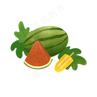 西瓜水果鲜果夏日冰棍PNG