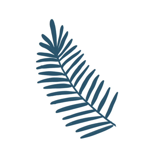 手绘卡通蓝色大叶装饰免扣元素