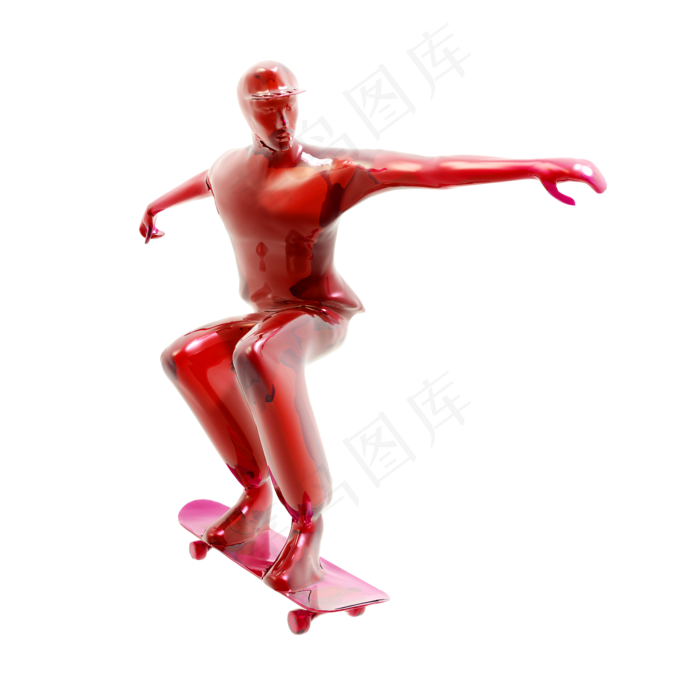 质感滑板小人png图