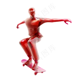 质感滑板小人png图