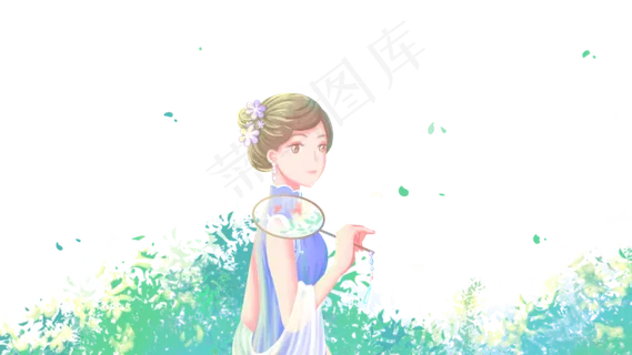 蓝色绿色唯美卡通治愈夏季大暑小 蓝色绿色唯美卡通治愈夏季大暑小