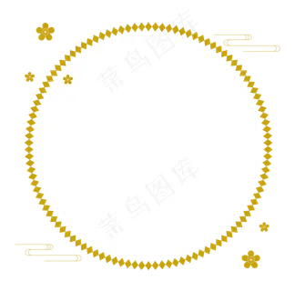 新春浅金色小梅花菱形矢量圆框素