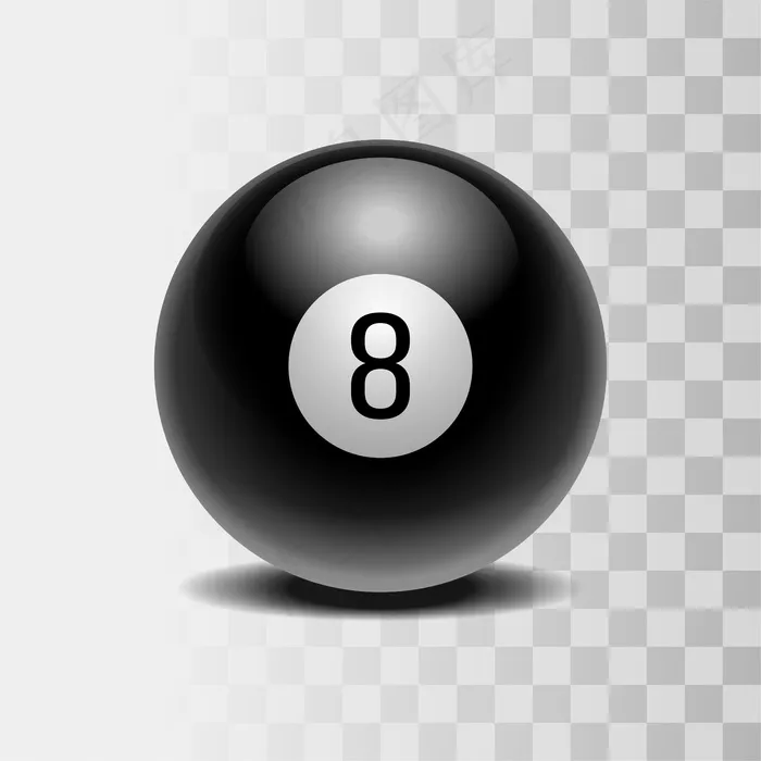 决策预测的魔法球。数字为8的逼真黑球eps,ai矢量模版下载