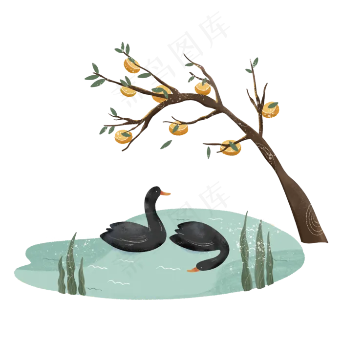 二十四节气农历霜降柿子时节黑天(2000X2000(DPI:300))psd模版下载