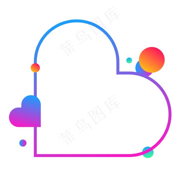 七夕节渐变色创意爱心简框