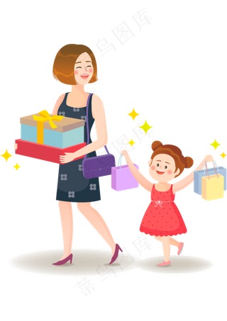 超市购物的母女双十一狂欢节