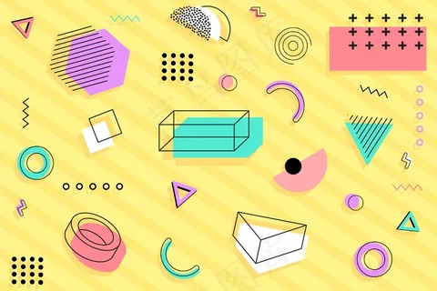 各种几何形状孟菲斯背景