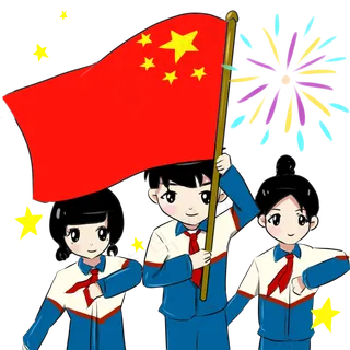手绘卡通可爱国庆节场景