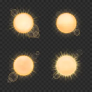 矢量格子背景上的真实太阳。自然光照太阳，阳光束和辉光，耀斑阳光插图