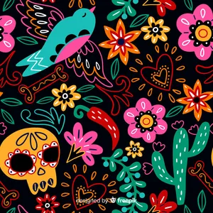 手绘día de muertos图案