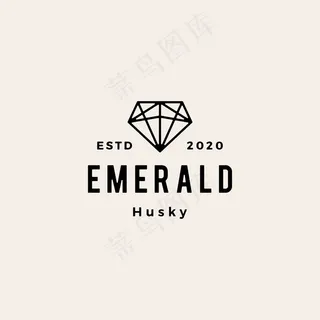 翡翠宝石复古标志图标插图备份时髦