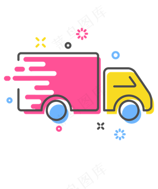彩色快递货车图标
