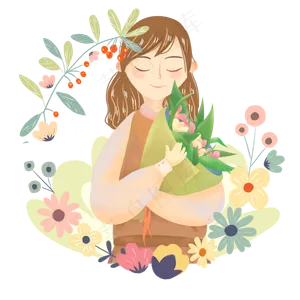 教师节鲜花女教师png