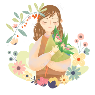 教师节鲜花女教师png
