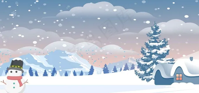 深秋外套上新浅色冬天雪景banner