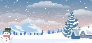 深秋外套上新浅色冬天雪景banner