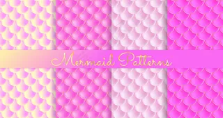 美人鱼鳞片。鱼鳞。粉色无缝图案