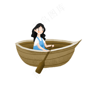 大暑划船的女孩子